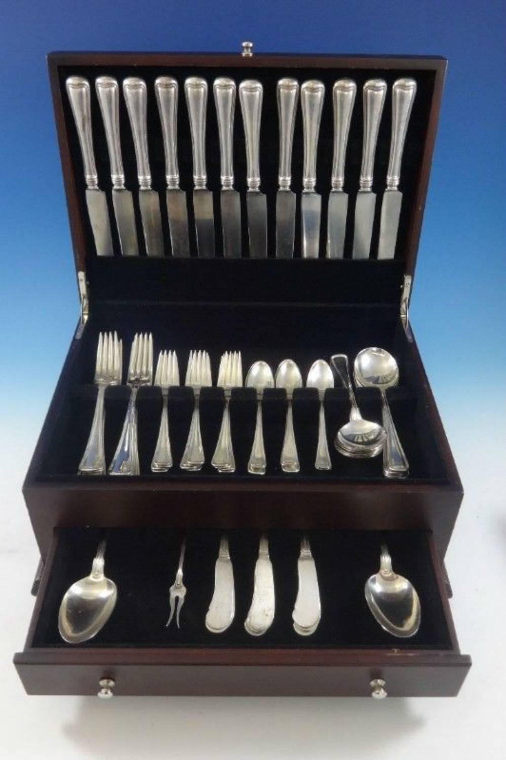 Beautiful Old French by Gorham sterling silver dinner flatware set of 76 pieces. This set includes: 12 dinner size knives, 9 3/4