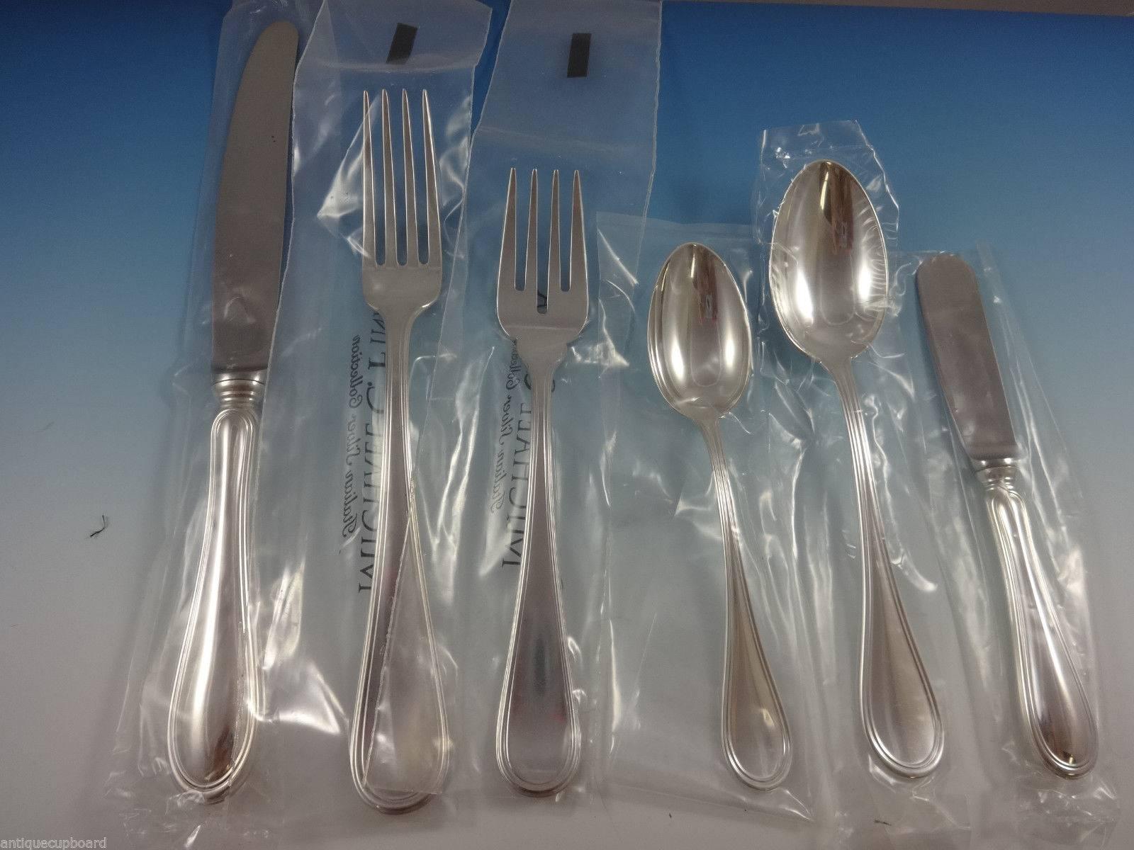 Giorgio by Fina Italy Sterling Silver Flatware Dinner Set 12 Service 77-PC New In Excellent Condition In Big Bend, WI