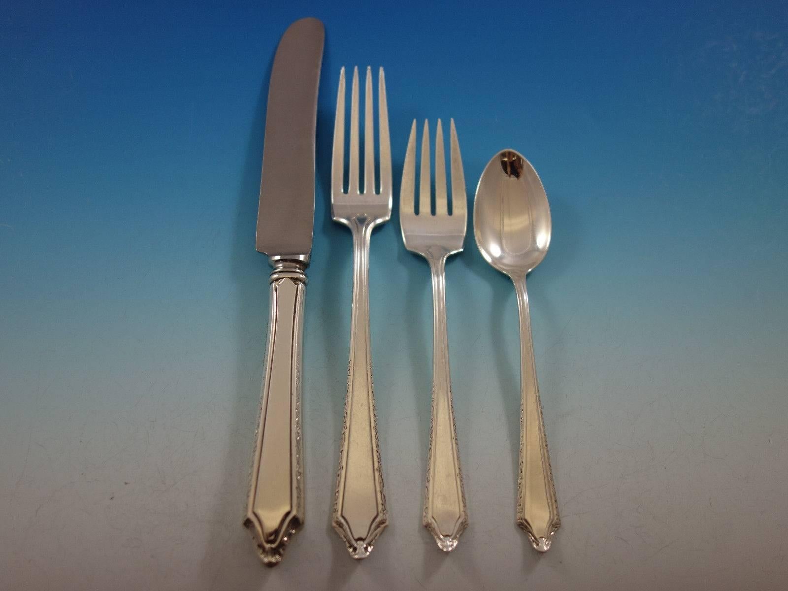 Virginia Carvel by Towle Sterling Silver Flatware Set for 8 Service 44 Pieces In Excellent Condition For Sale In Big Bend, WI