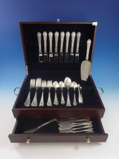 American Victorian by Lunt Sterling Silver Flatware Set Eight Service 47 Pieces