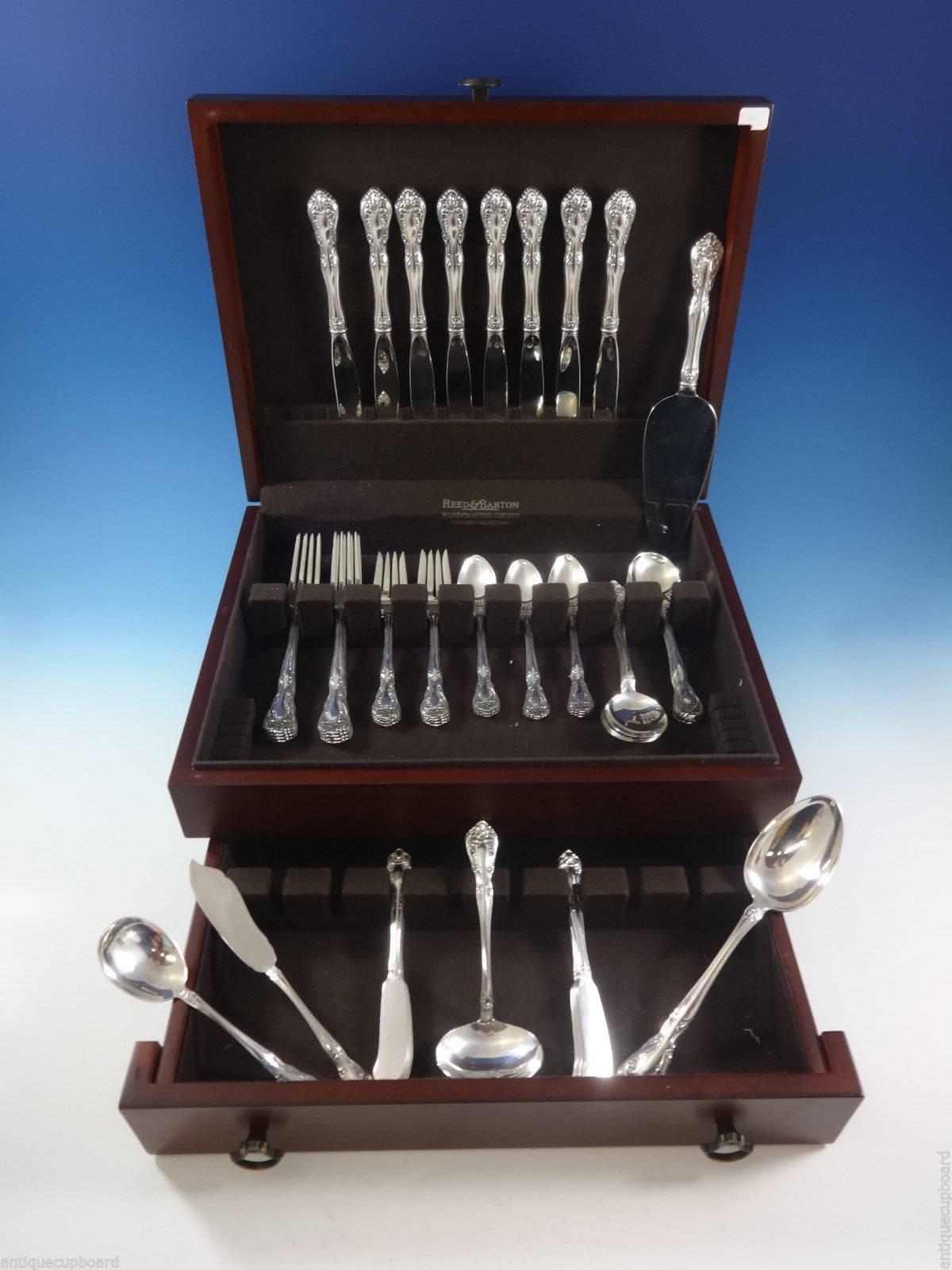 Chateau Rose by Alvin sterling silver flatware set, 53 pieces. This set includes: 

Eight knives, 8 7/8