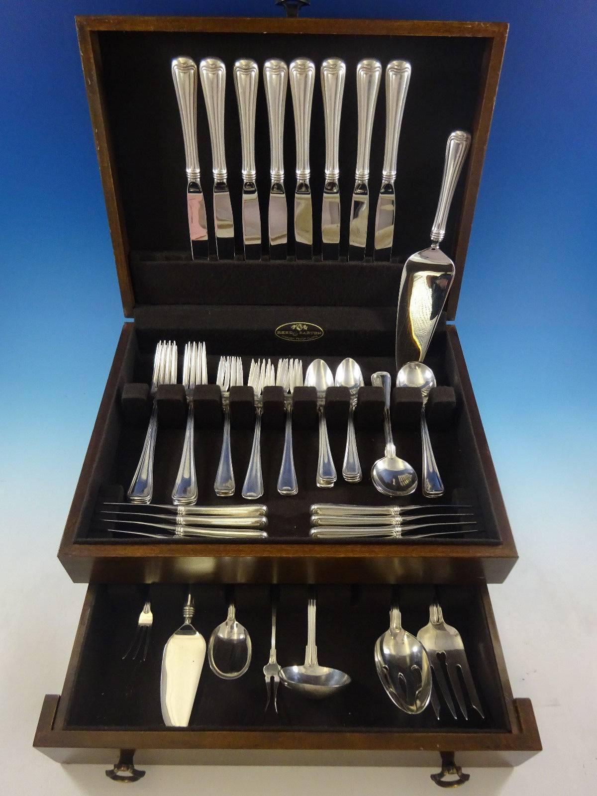 Dinner size Old French by Gorham sterling silver flatware set of 49 pieces. This set includes: Eight dinner size knives, 9 3/4