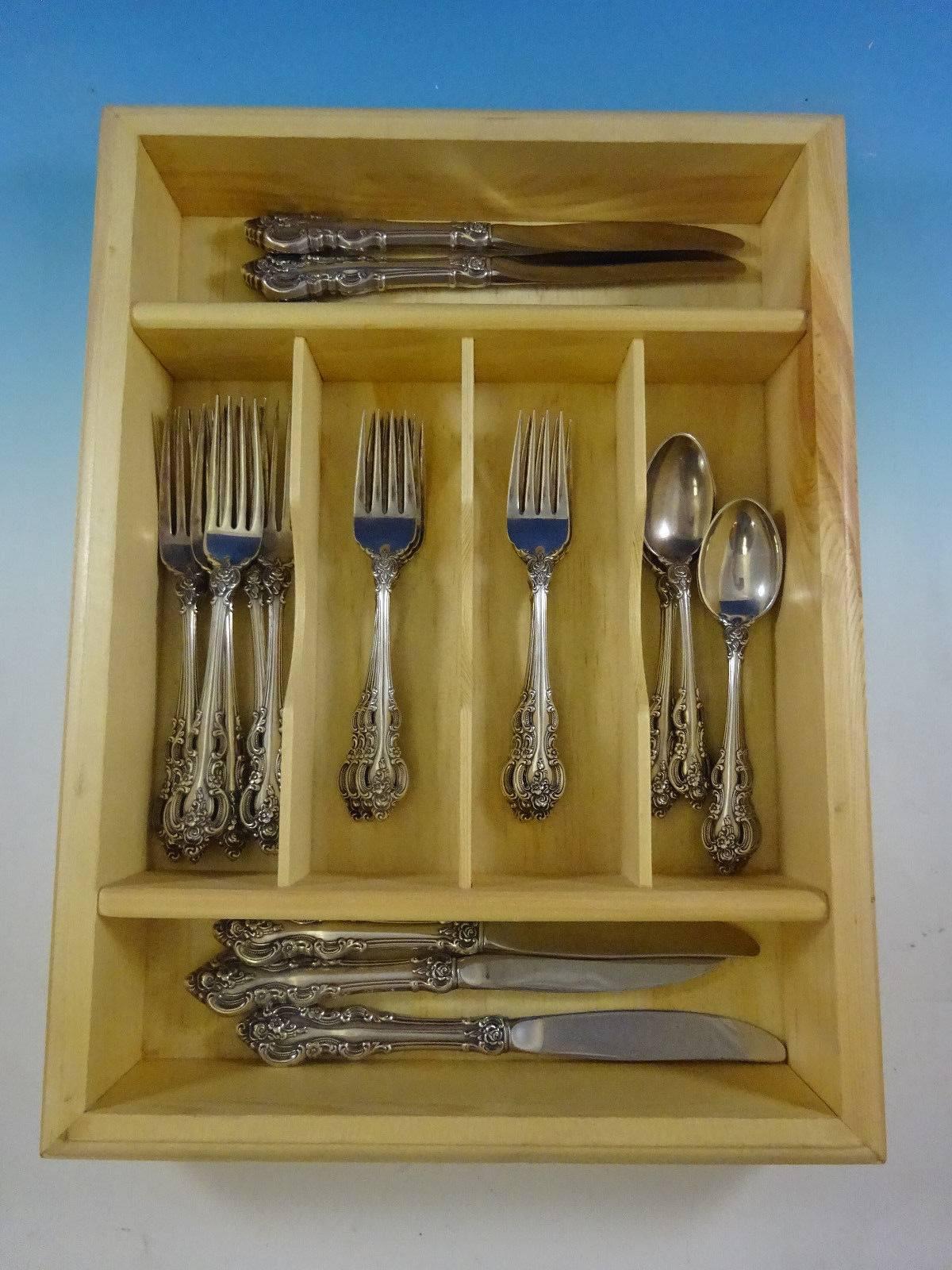 El Grandee by Towle Sterling Silver Flatware Set, 6 Service Luncheon, 24 Pieces In Excellent Condition For Sale In Big Bend, WI