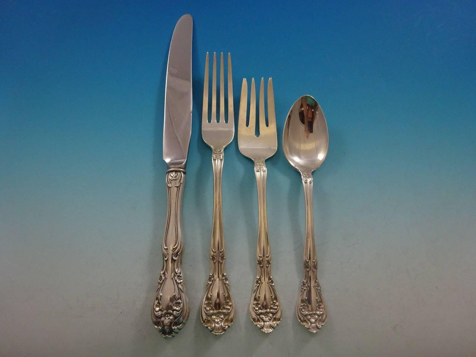 Chateau Rose by Alvin Sterling Silver Flatware Set for 8 Service 60 Pieces In Excellent Condition For Sale In Big Bend, WI