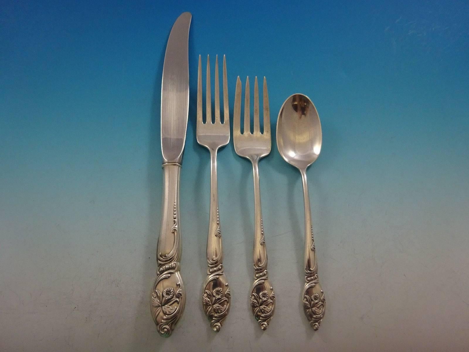 Enchanting Orchid by Westmorland Sterling Silver Flatware Set 8 Service 62 Pcs In Excellent Condition For Sale In Big Bend, WI