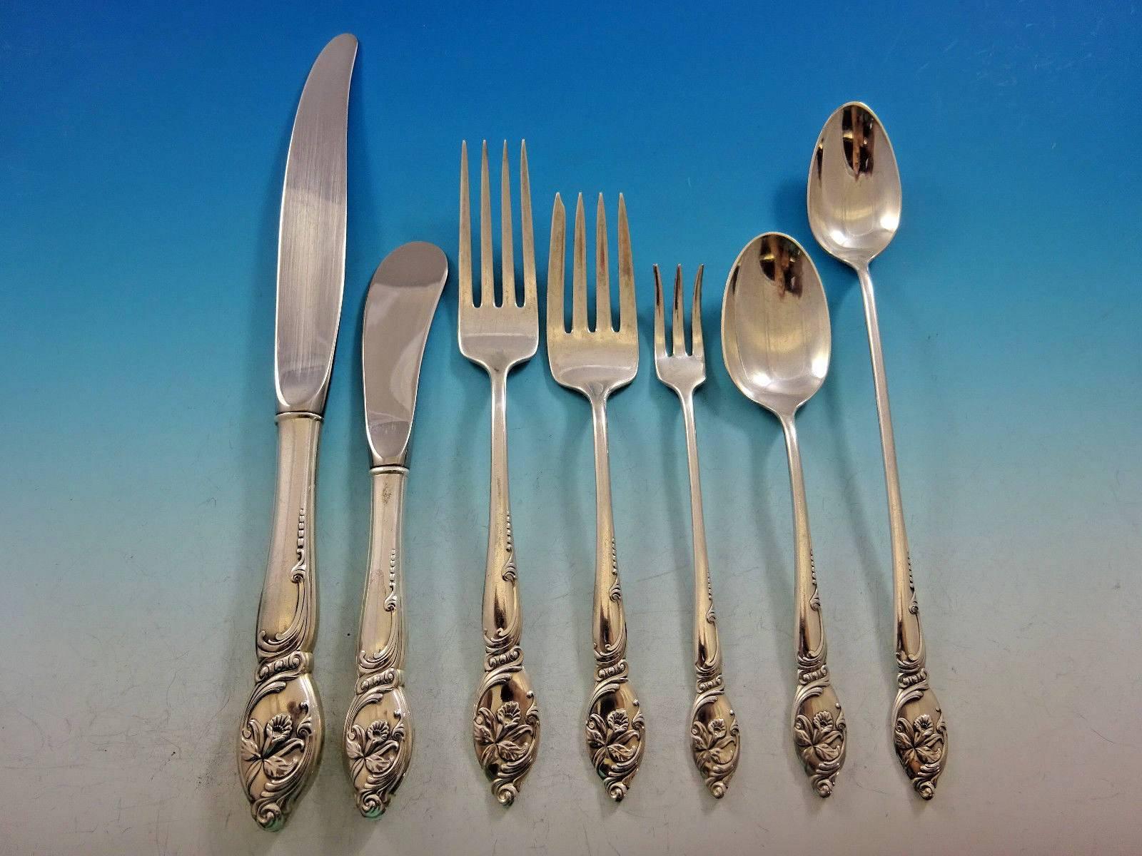 Enchanting Orchid by Westmorland Sterling Silver Flatware Set 8 Service 62 Pcs For Sale 6