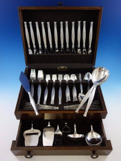 Gitte by O Mogensen Danish Sterling Silver Flatware Set 12 Modernism 81 Pcs