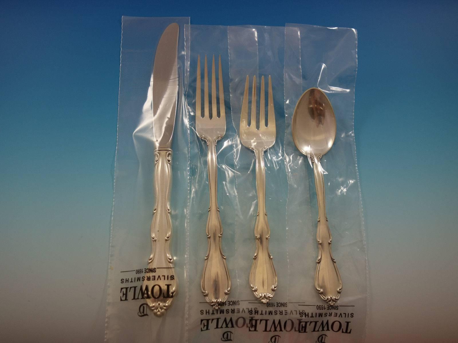 American Fontana by Towle Sterling Silver Flatware Set for Eight Service 40 Pieces New For Sale