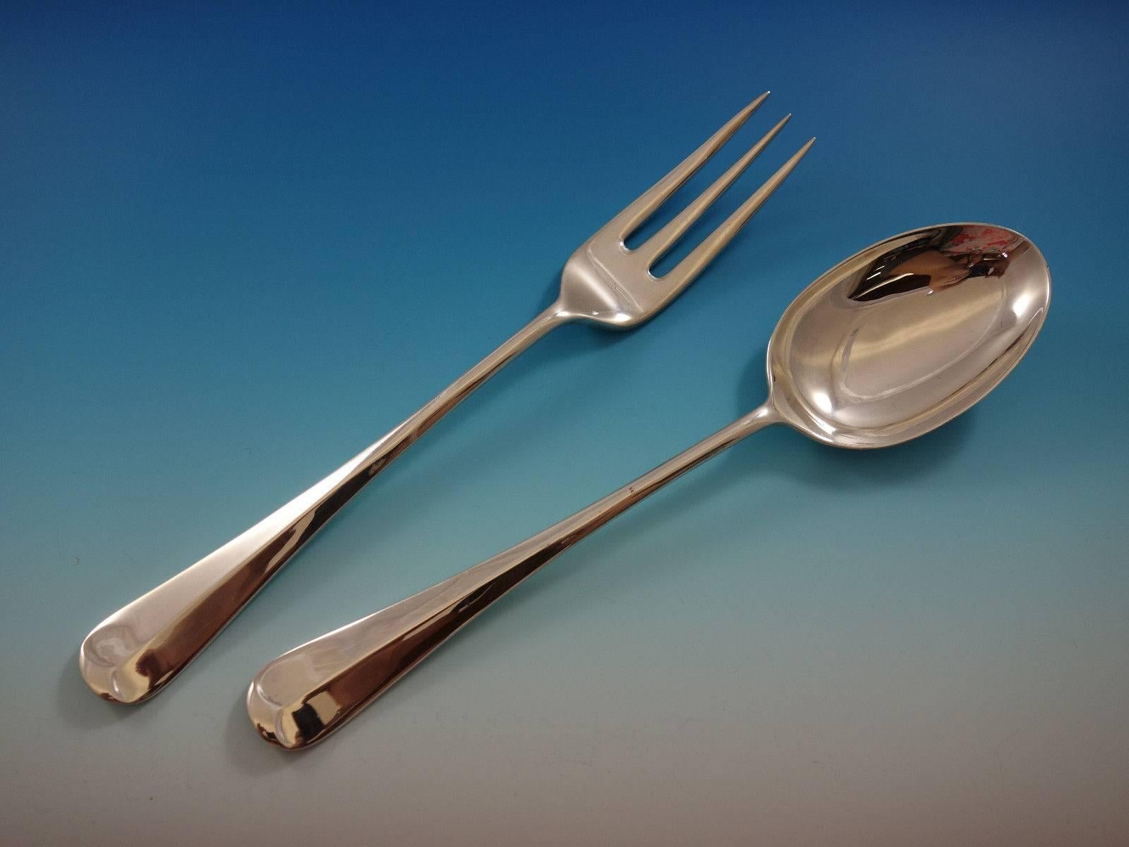 Argent sterling Service de couverts de table en argent sterling Queen Ann par Worcester, 68 pièces, Angleterre en vente