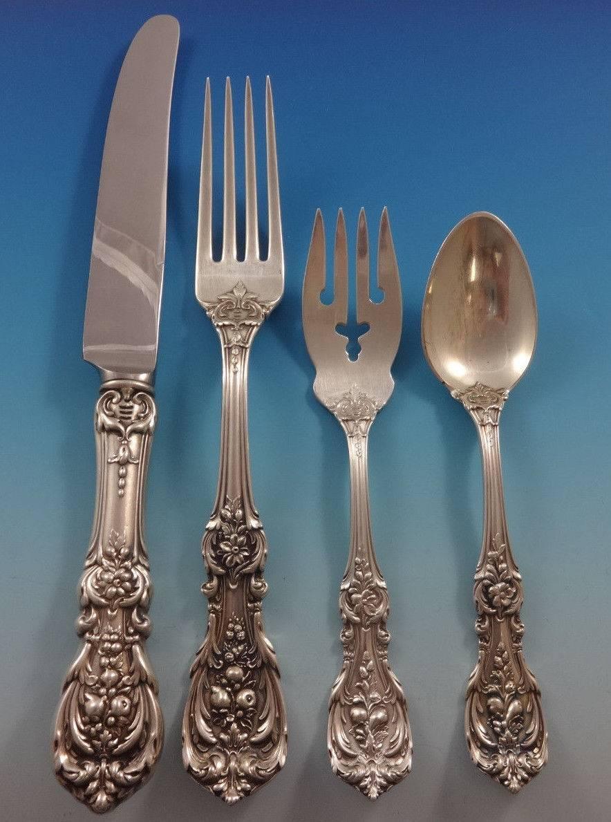 Francis I Reed & Barton Sterling Silver Dinner Flatware Set Service 62 Pcs Old In Excellent Condition In Big Bend, WI