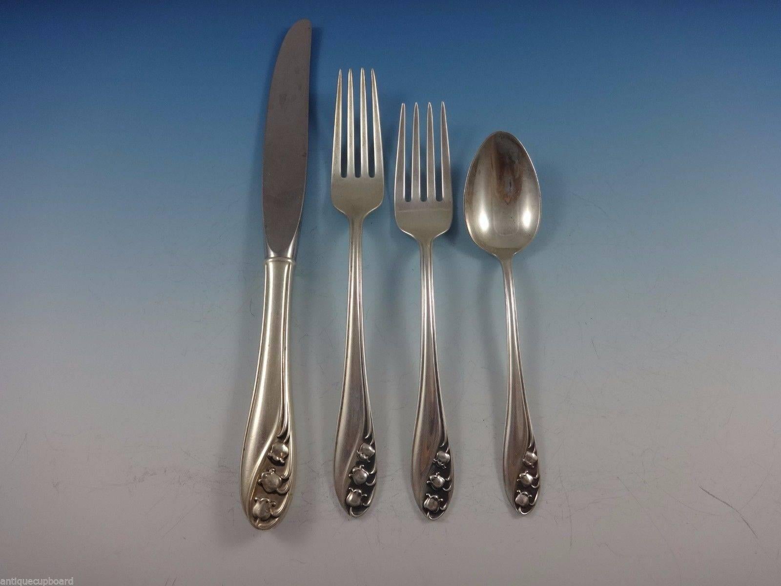Lily of the Valley by Gorham Sterling Silver Flatware Set 8 Service 45 Pieces In Excellent Condition In Big Bend, WI
