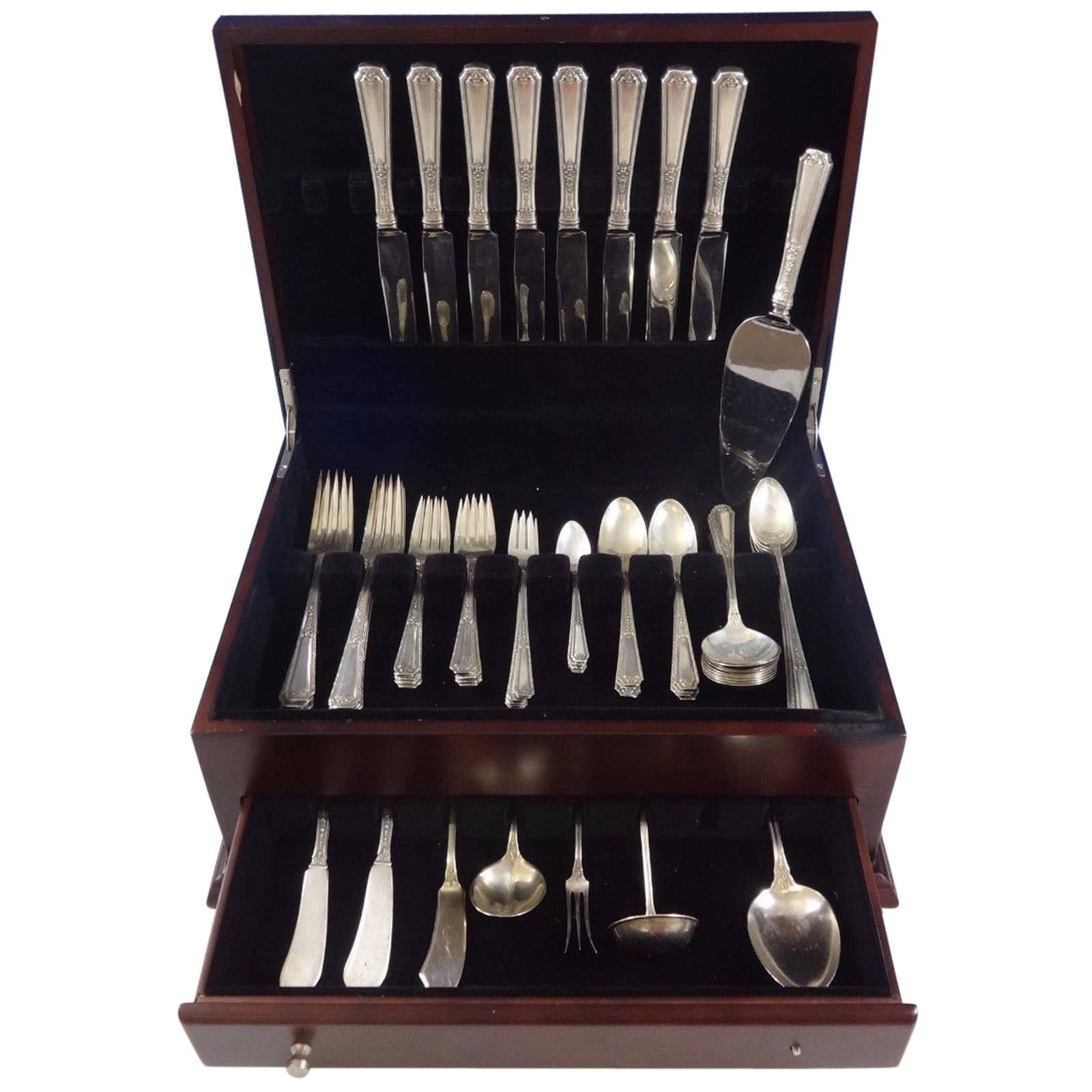 Louis XIV by Towle dinner size sterling silver flatware set of 78 pieces. This set includes: 

Eight dinner size knives, 9 1/2