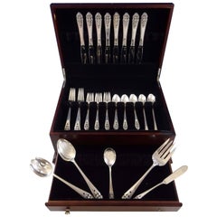 Queen's Lace by International Sterling Silver Flatware Set Dinner Service 45 Pcs