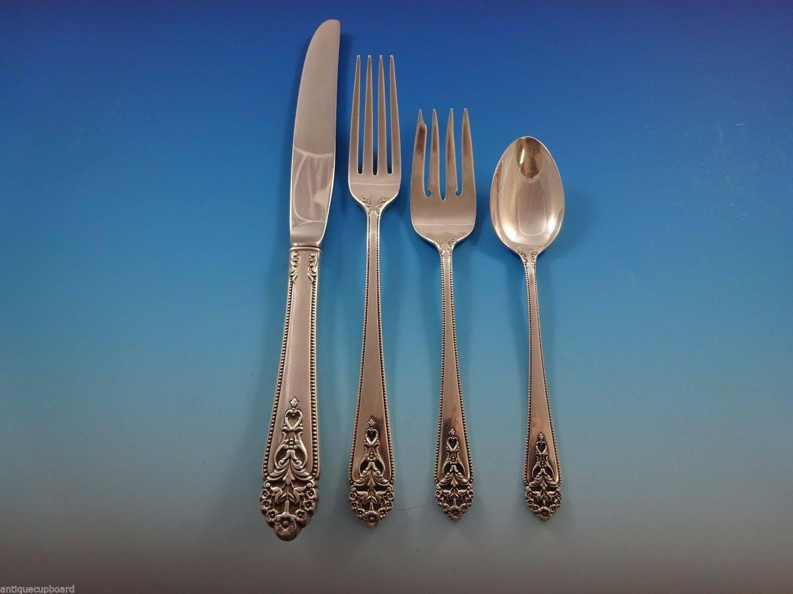 Juego de cubiertos Queen's Lace by International Sterling Silver Servicio de cena 45 piezas en Excelente estado para la venta en Big Bend, WI