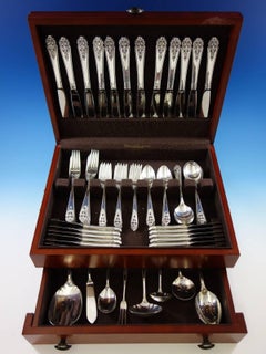 Queen's Lace by International Sterling Silver Flatware Set Service 82 Pcs Dinner