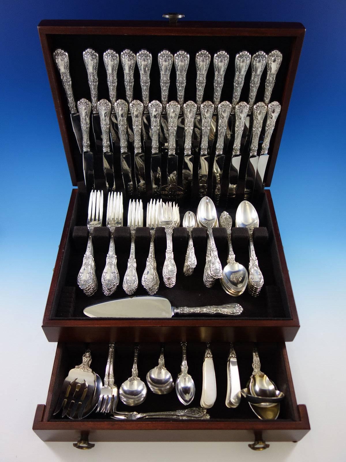 Exceptional Paris by Gorham, circa 1900, sterling silver flatware set. The pattern 