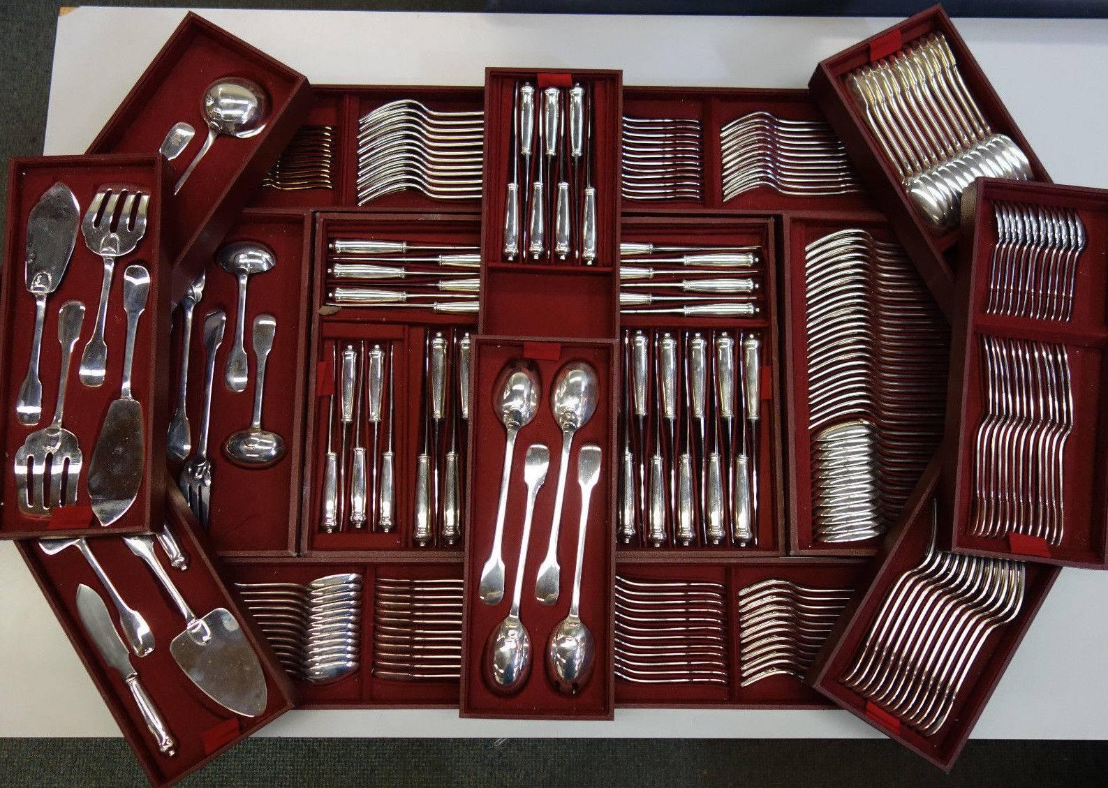 Louis XIV Louvois by Puiforcat Sterling Silver Flatware Set Service France 248 Pieces