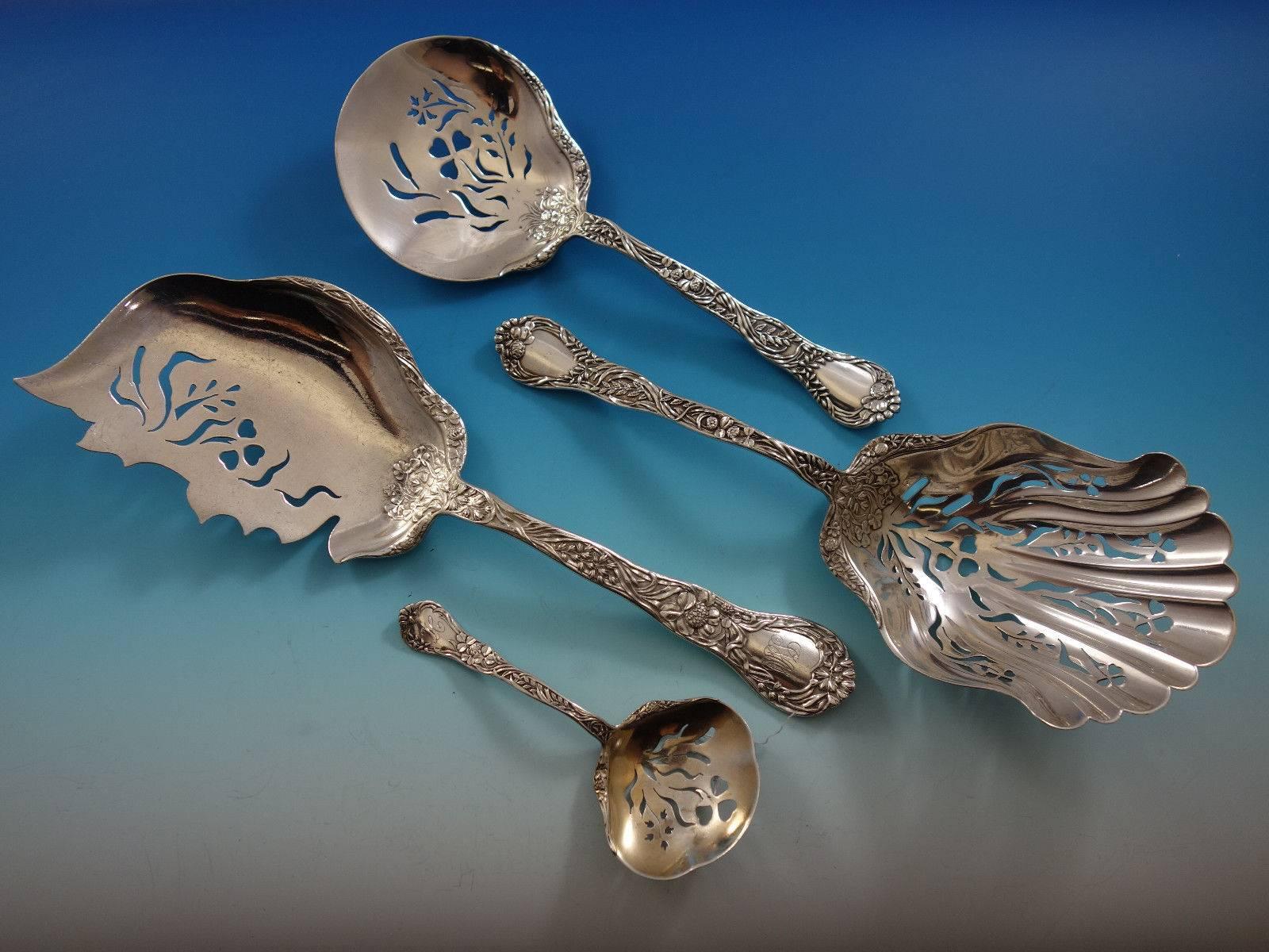 19th Century Meadow by Gorham Sterling Silver Flatware Set for 12 Service 176 pieces Dinner For Sale