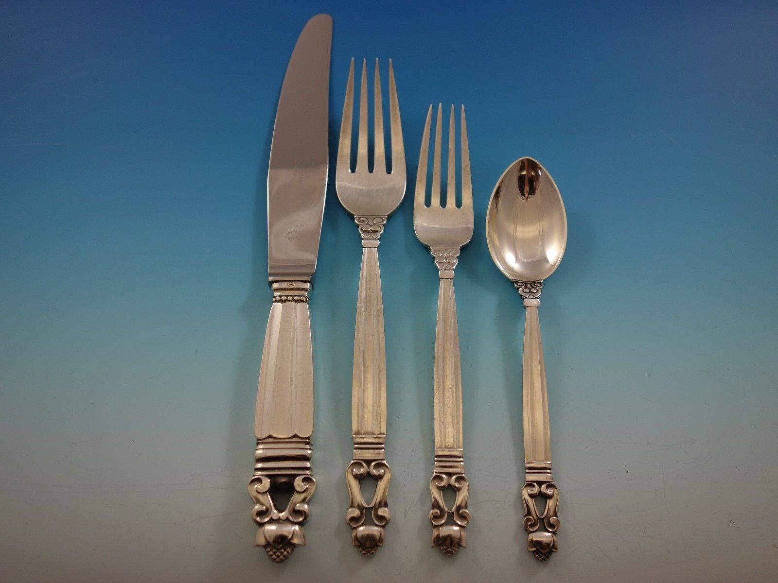 Acorn by Georg Jensen Sterling Silver Flatware Set 12 Service 48 Pieces Dinner 1