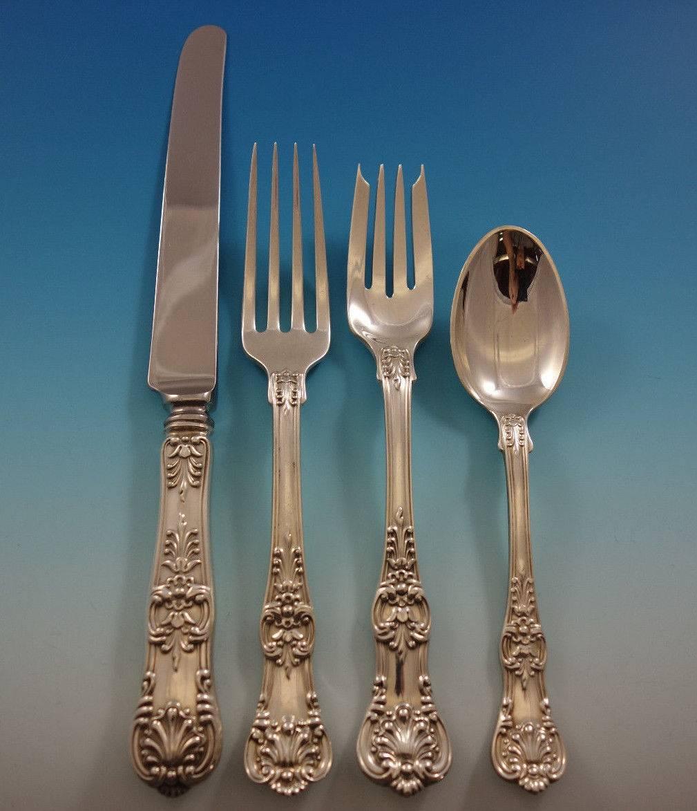 English King by Tiffany and Co. Sterling Silver Flatware Set Service 24 Pcs In Excellent Condition In Big Bend, WI