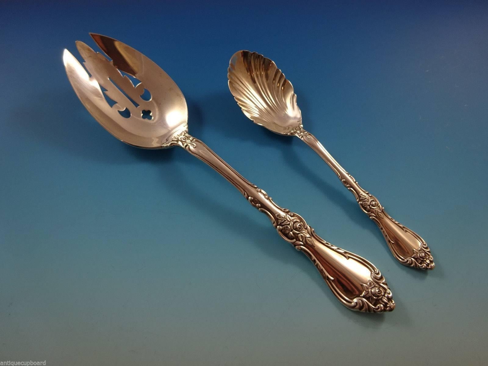 Mid-20th Century Royal Rose by Wallace Sterling Silver Flatware Set for 12 Service of 67 Pieces For Sale