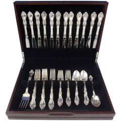 Royal Rose by Wallace Sterling Silver Flatware Set for 12 Service 50 Pieces