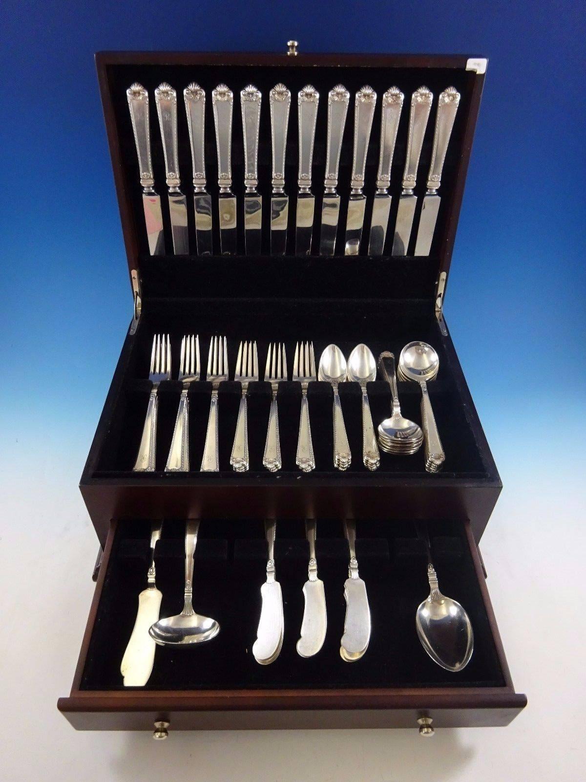 George II Rex by Watson sterling silver flatware set - 75 pieces. This set includes: 

12 knives, 9 3/8