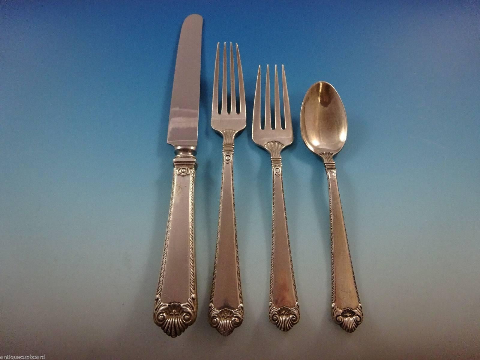 Mid-20th Century George II Rex, Watson Sterling Silver Flatware Dinner Size Set Service for Eight