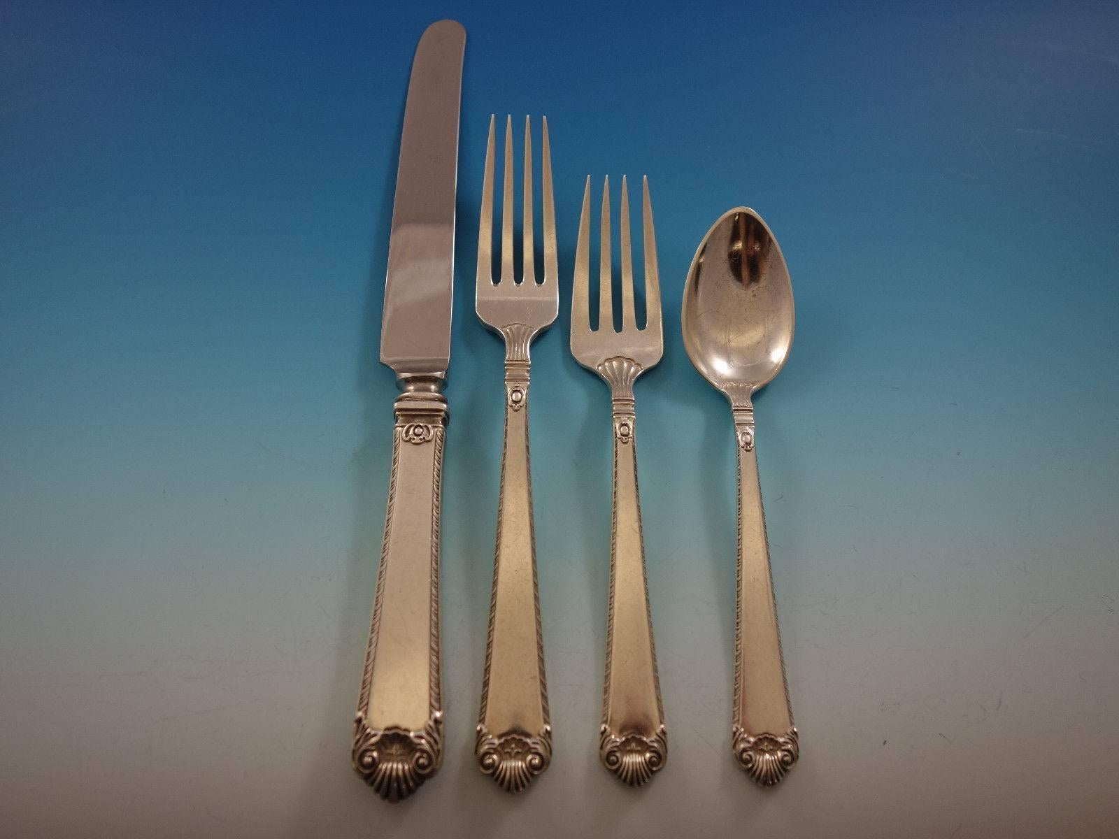 George II Rex by Watson Sterling Silver Flatware Set for 8 Service 58 Pieces In Excellent Condition For Sale In Big Bend, WI