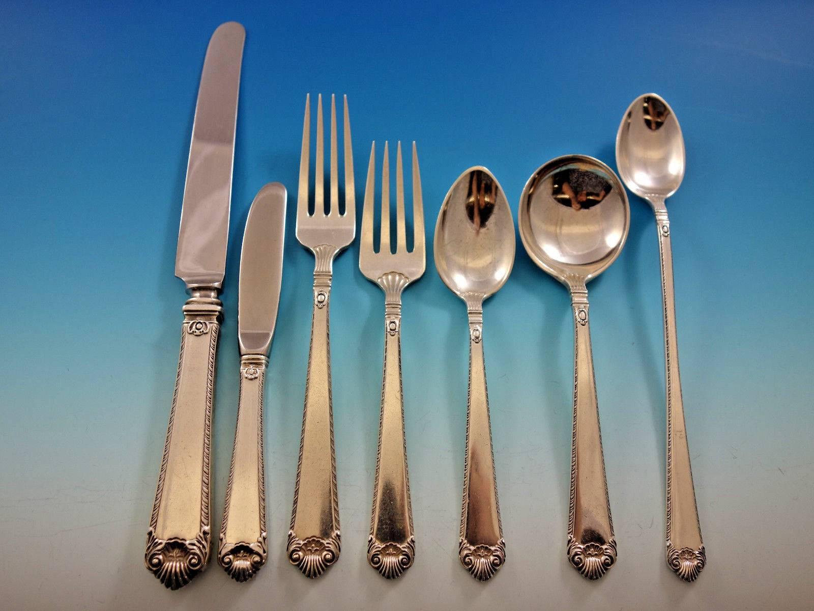 George II Rex by Watson Sterling Silver Flatware Set for 8 Service 58 Pieces For Sale 3