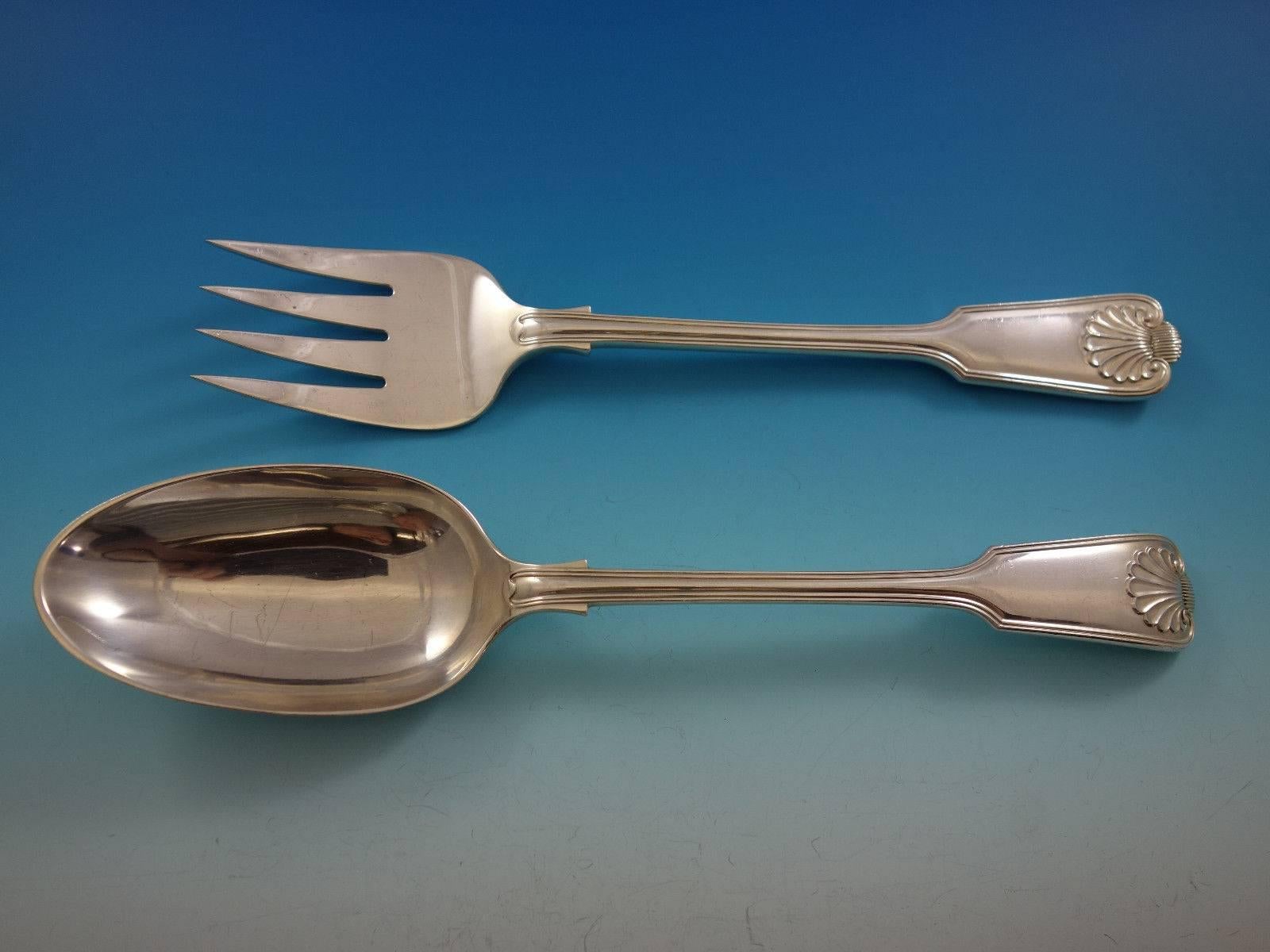 20th Century Fiddle Thread and Shell by James Robinson Sterling Silver Flatware Dinner Set