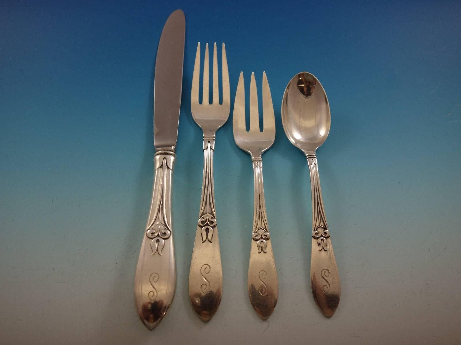 20th Century Tulipan by Frank Smith Sterling Silver Flatware Set for 12 Service 72 Pcs S Mono For Sale
