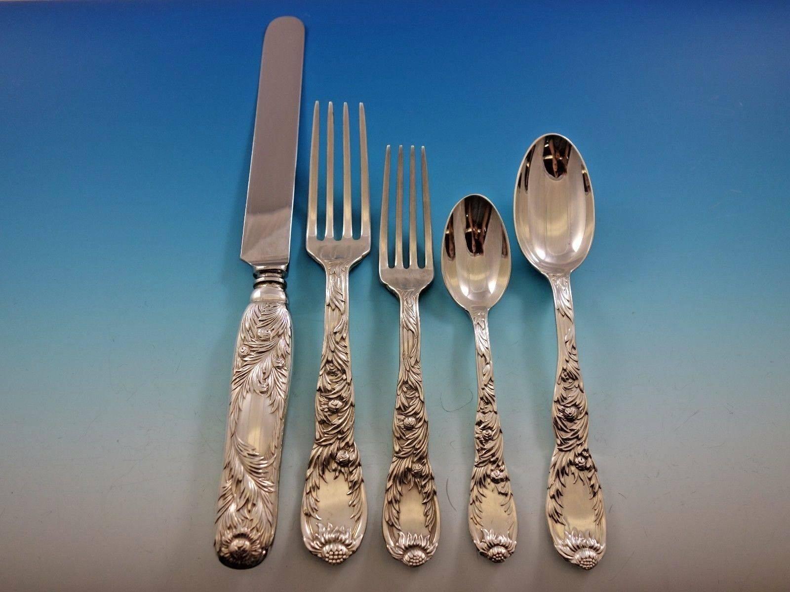 Chrysanthemum by Tiffany and Co Sterling Silver Flatware Set for 8 Service 43 Pc In Excellent Condition In Big Bend, WI