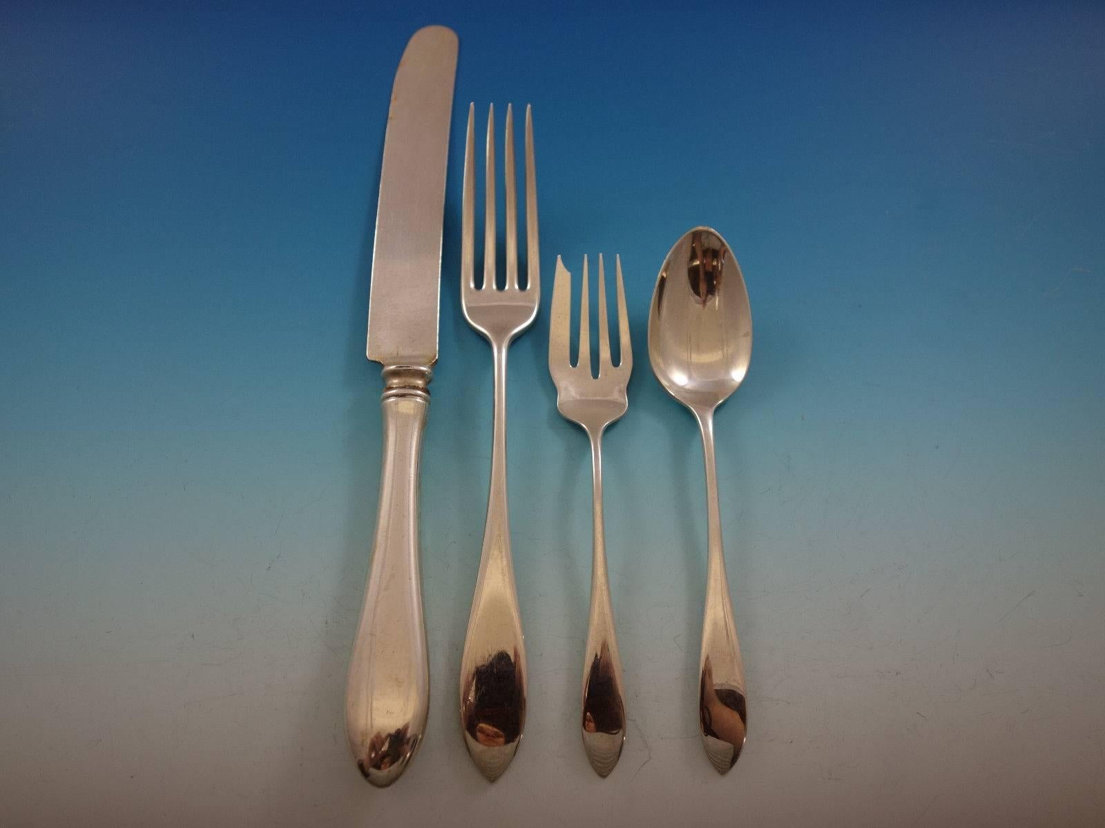 Puritan by Wallace Sterling Silver Flatware Set 8 Service 63 Pcs Dinner Plain In Excellent Condition In Big Bend, WI