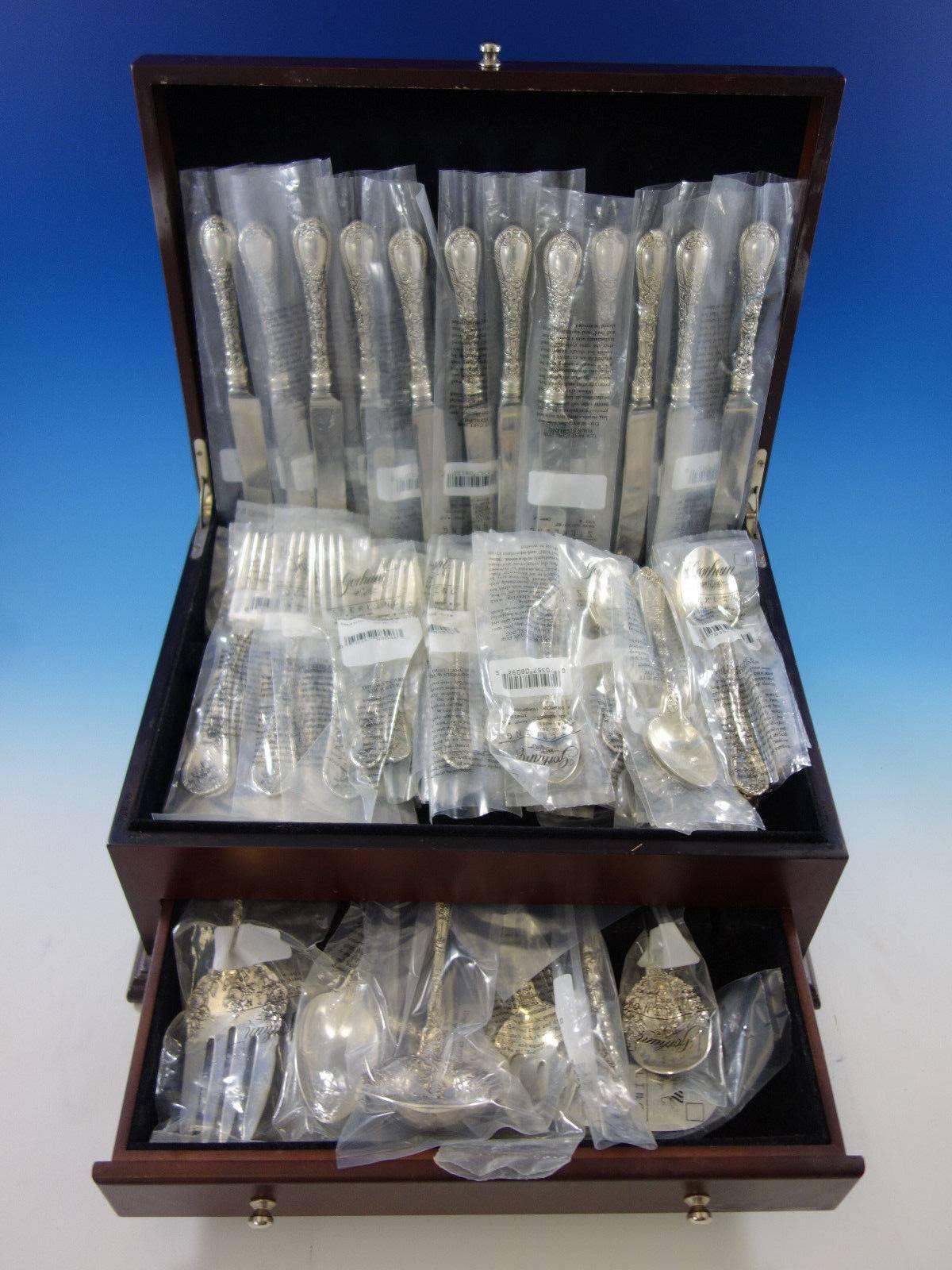 Dauphin by Gorham Sterling Silver Flatware Set for 12 Service 67 Pcs Dinner New In Excellent Condition In Big Bend, WI