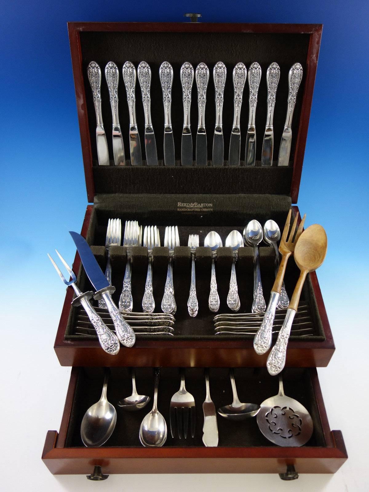 Southern Grandeur by Easterling sterling silver flatware set, 95 pieces. This set includes: 

12 knives, 9 1/4