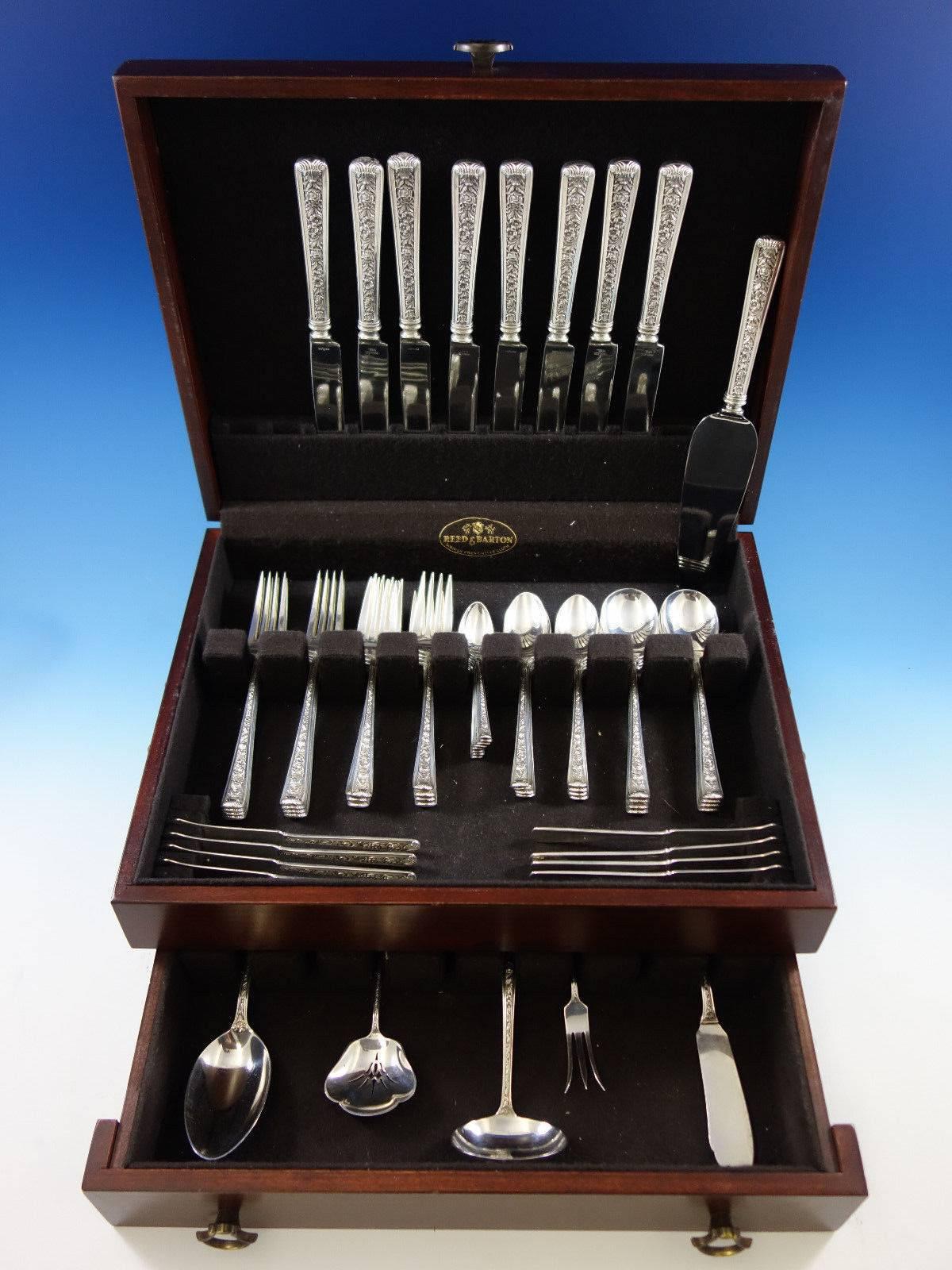 Windsor Rose by Watson sterling silver flatware set of 62 pieces. This set includes: 

Eight knives, 9 1/4
