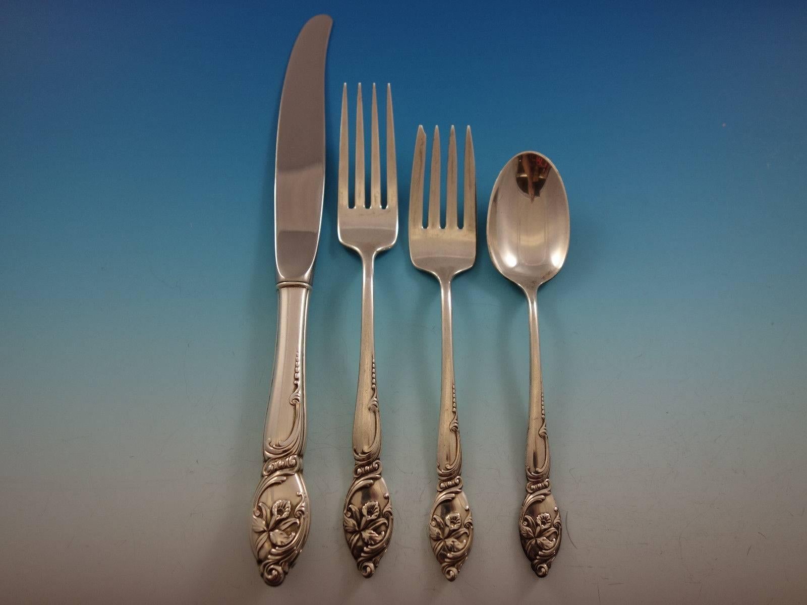 Enchanting Orchid by Westmorland Sterling Silver Flatware Set Service 38 Pcs In Excellent Condition For Sale In Big Bend, WI