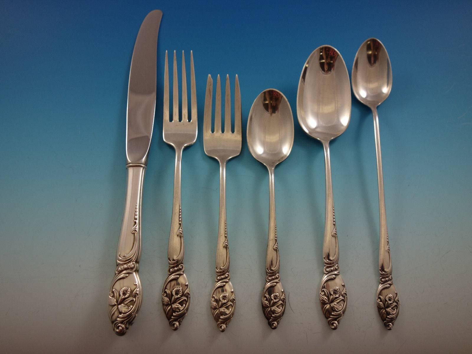 Enchanting Orchid by Westmorland Sterling Silver Flatware Set Service 38 Pcs For Sale 3