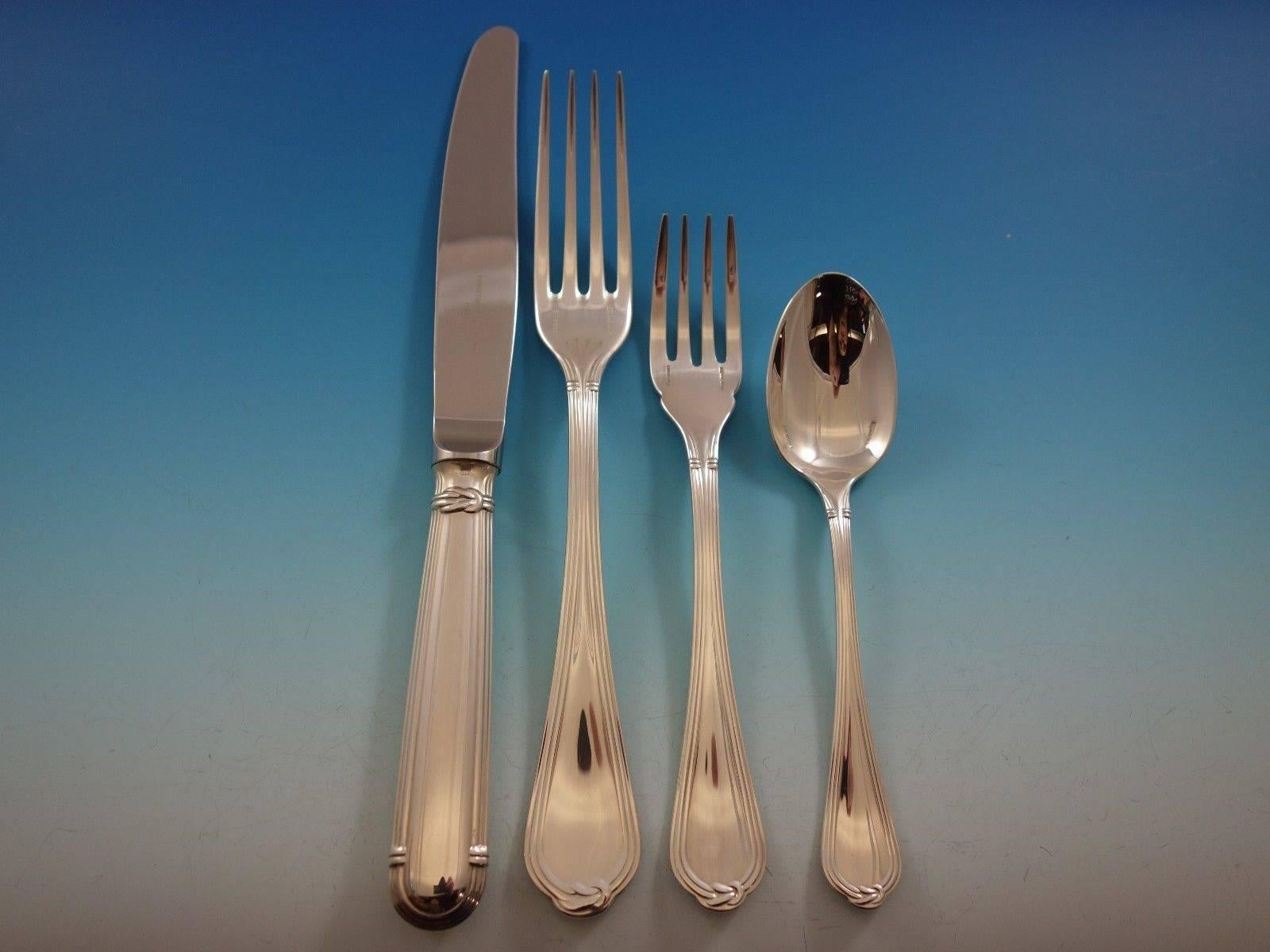 Oceana by Christofle sterling silver flatware set, 95 pieces. This set includes: 

Eight dinner size knives, 9 3/4