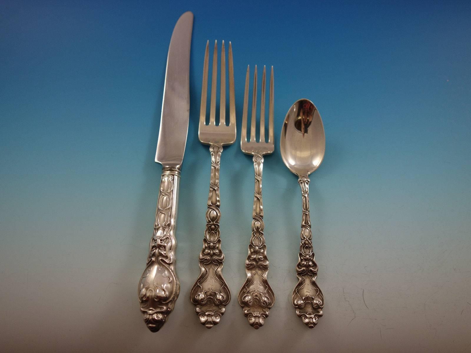 Douvaine by Unger Bros Sterling Silver Flatware Set Service 37 Pcs Dinner Size In Excellent Condition In Big Bend, WI