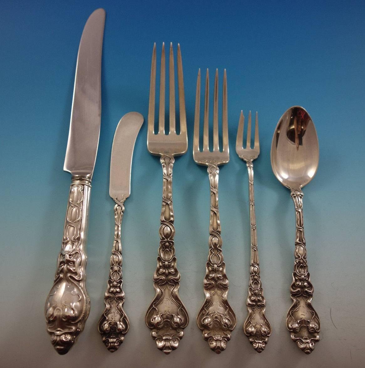 Douvaine by Unger Bros Sterling Silver Flatware Set Service 37 Pcs Dinner Size 5