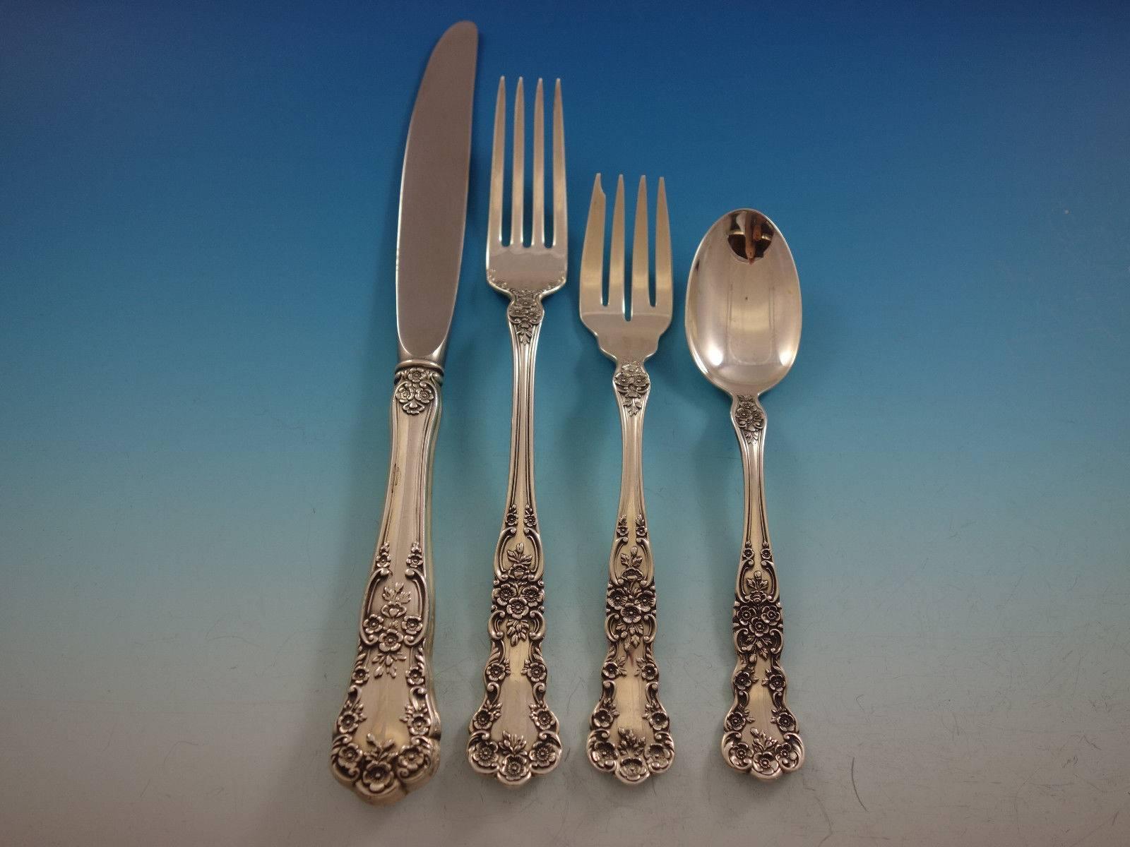 Monumental place size Buttercup by Gorham sterling silver flatware set - 113 pieces. This set includes: 

12 place size knives, 9