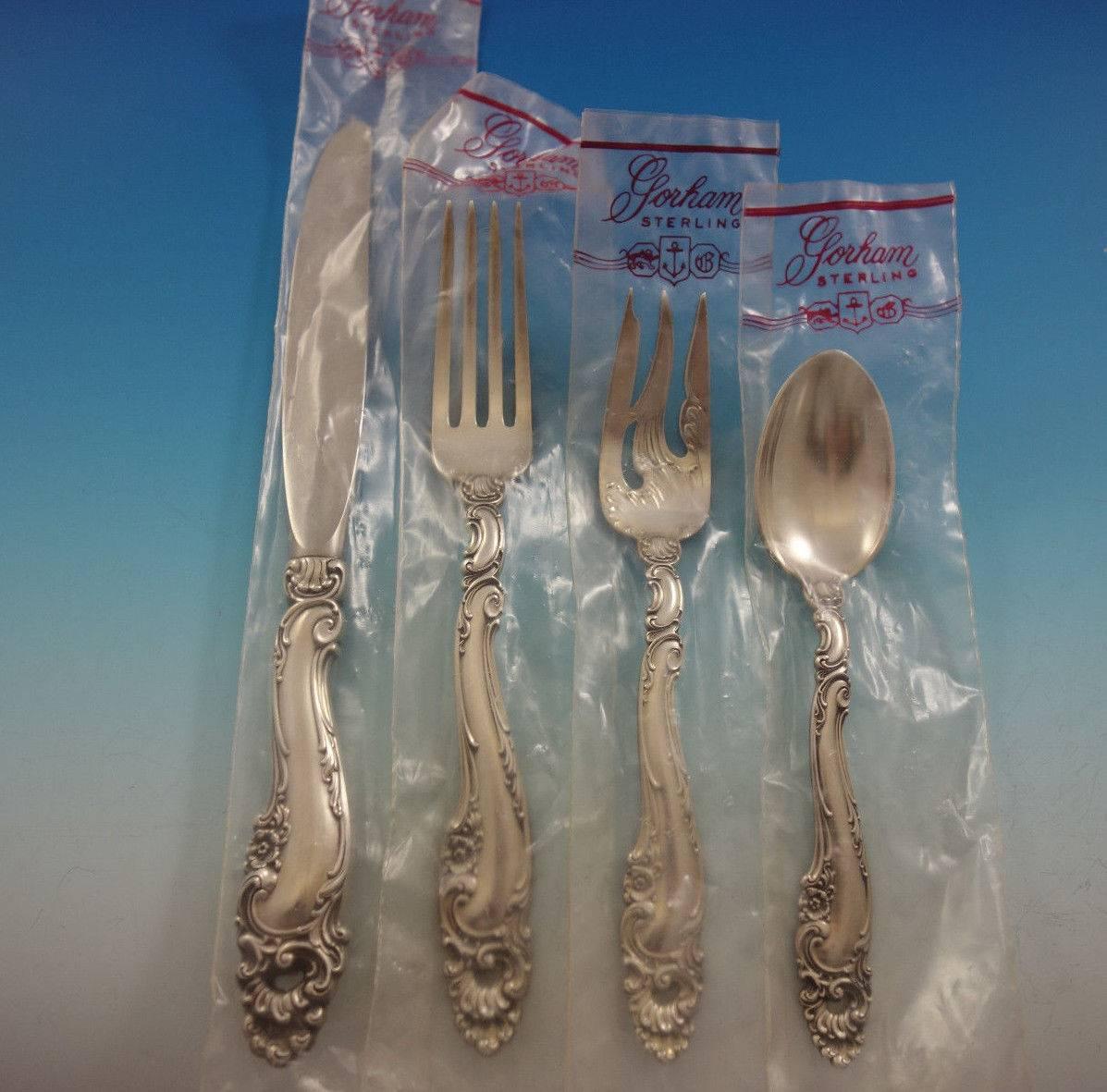 Decor by Gorham sterling silver flatware set, new in factory sleeves - 26 pieces. This set includes: Six knives, 8 7/8