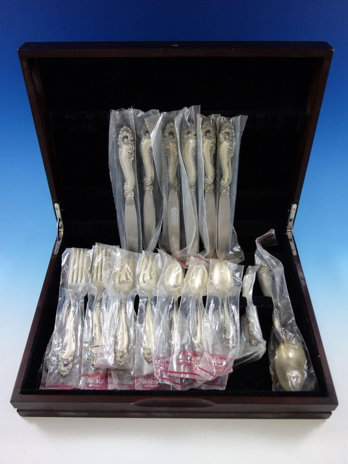 Decor by Gorham Sterling Silver Flatware Set 6 Service of 26pieces New Condition In Excellent Condition In Big Bend, WI