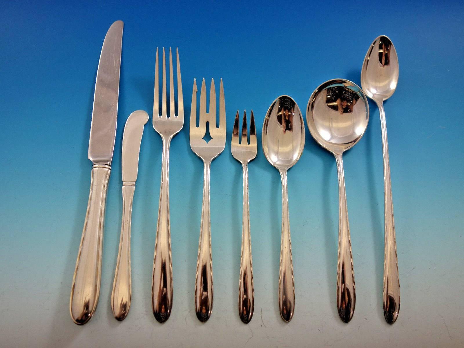 Silver Flutes by Towle Sterling Silver Flatware Service for 12 Set 107 Pieces For Sale 5