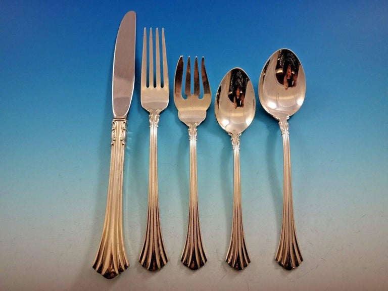 North American Eighteenth Century by Reed & Barton Sterling Silver Flatware Set Service 65 Pcs For Sale