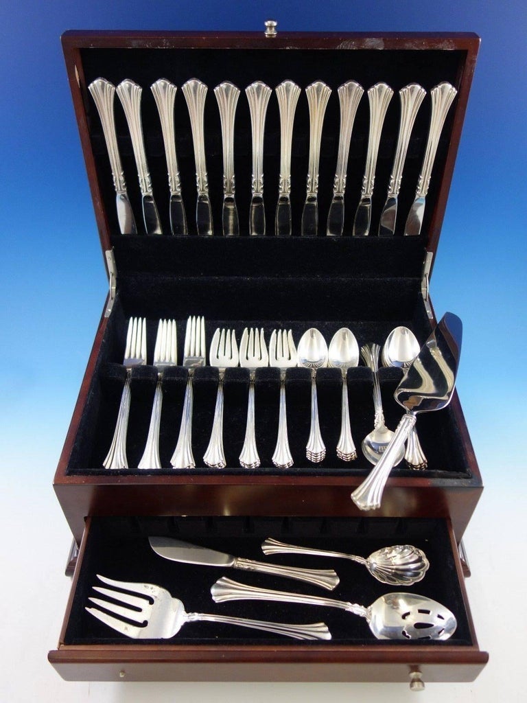 Eighteenth century by Reed & Barton sterling silver flatware set - 65 pieces. This set includes: 

12 knives, 9