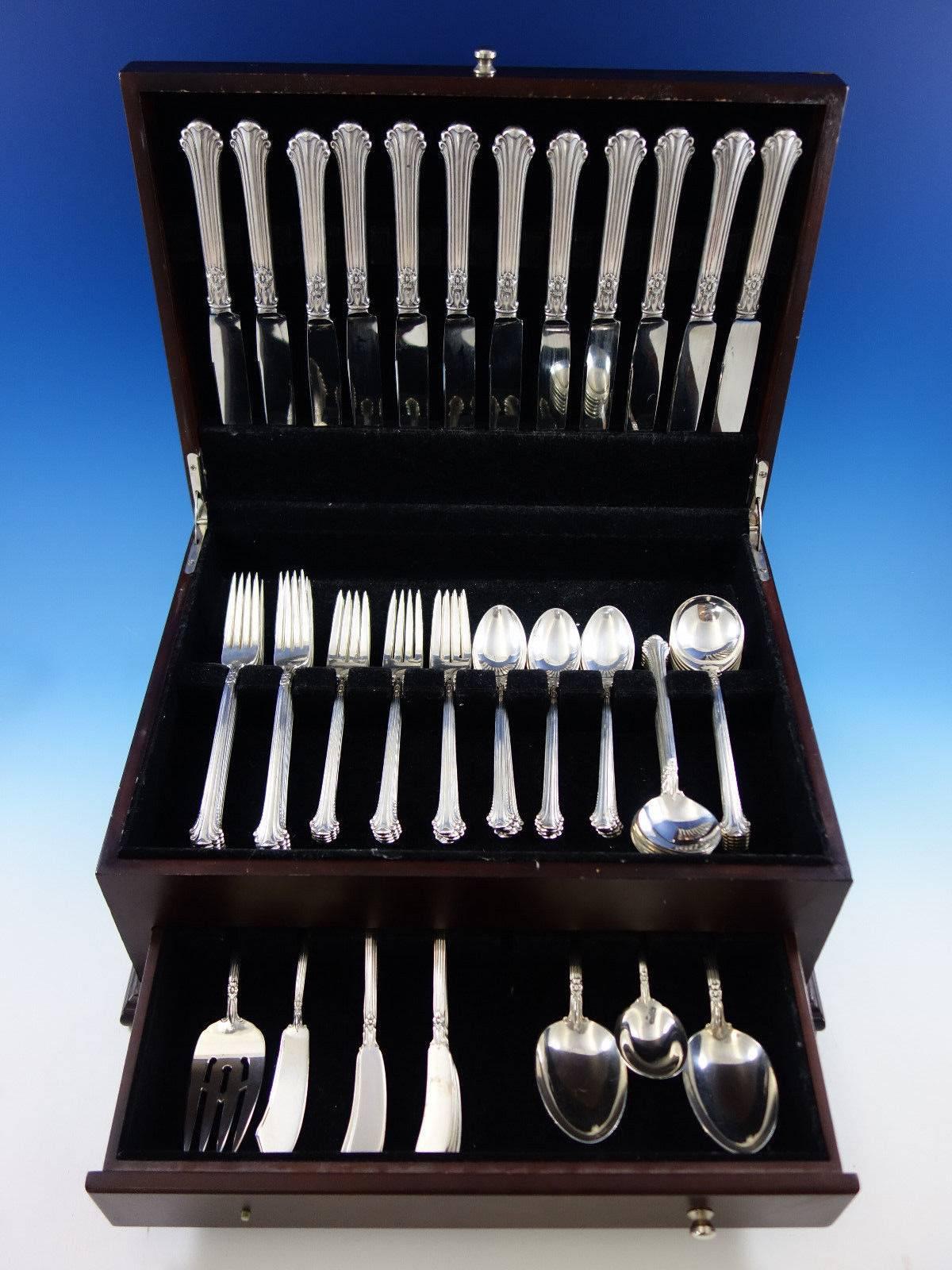 Silver Plumes by Towle sterling silver flatware set - 77 pieces. This set includes: 12 knives, 9 3/8