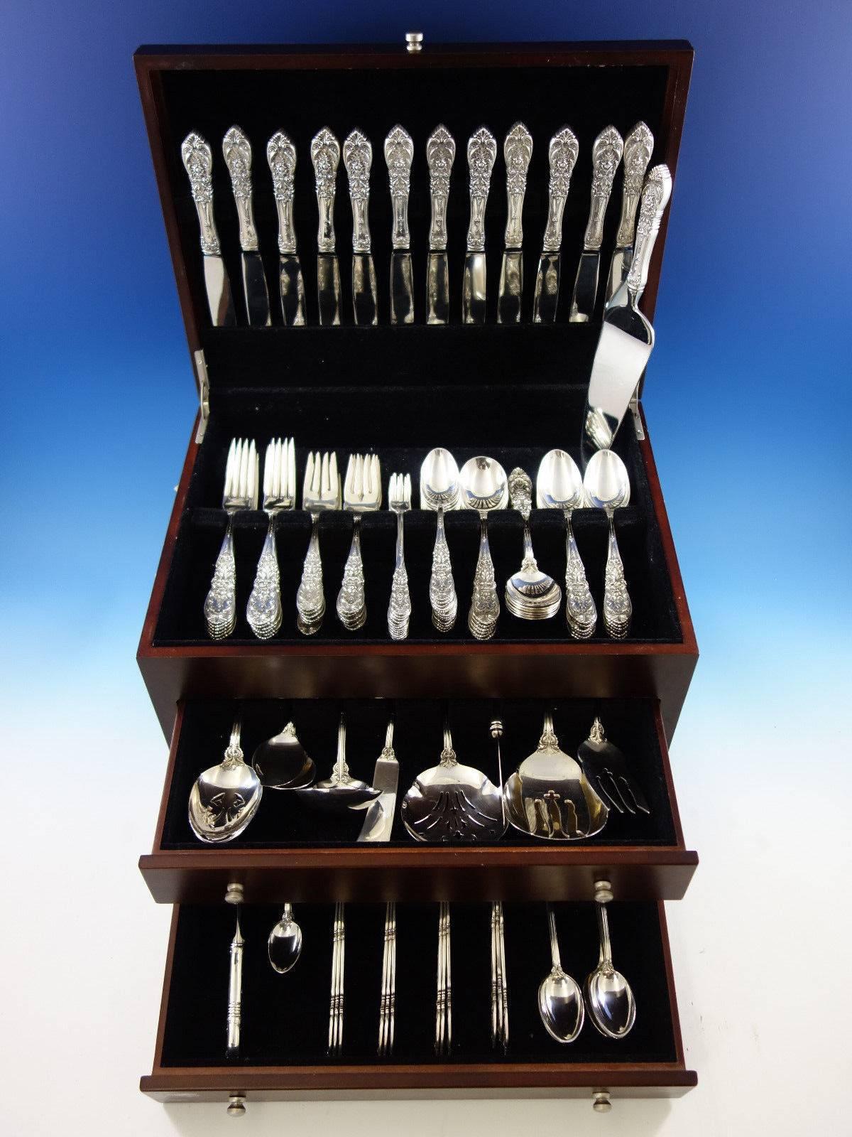 Monumental Richelieu by International sterling silver flatware set - 135 pieces. This set includes: 

12 knives, 8 3/4
